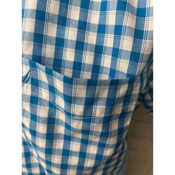 Nautica Men Blue/White Short Sleeve Checkered Button-Down Shirt Size M - Picture 4 of 10